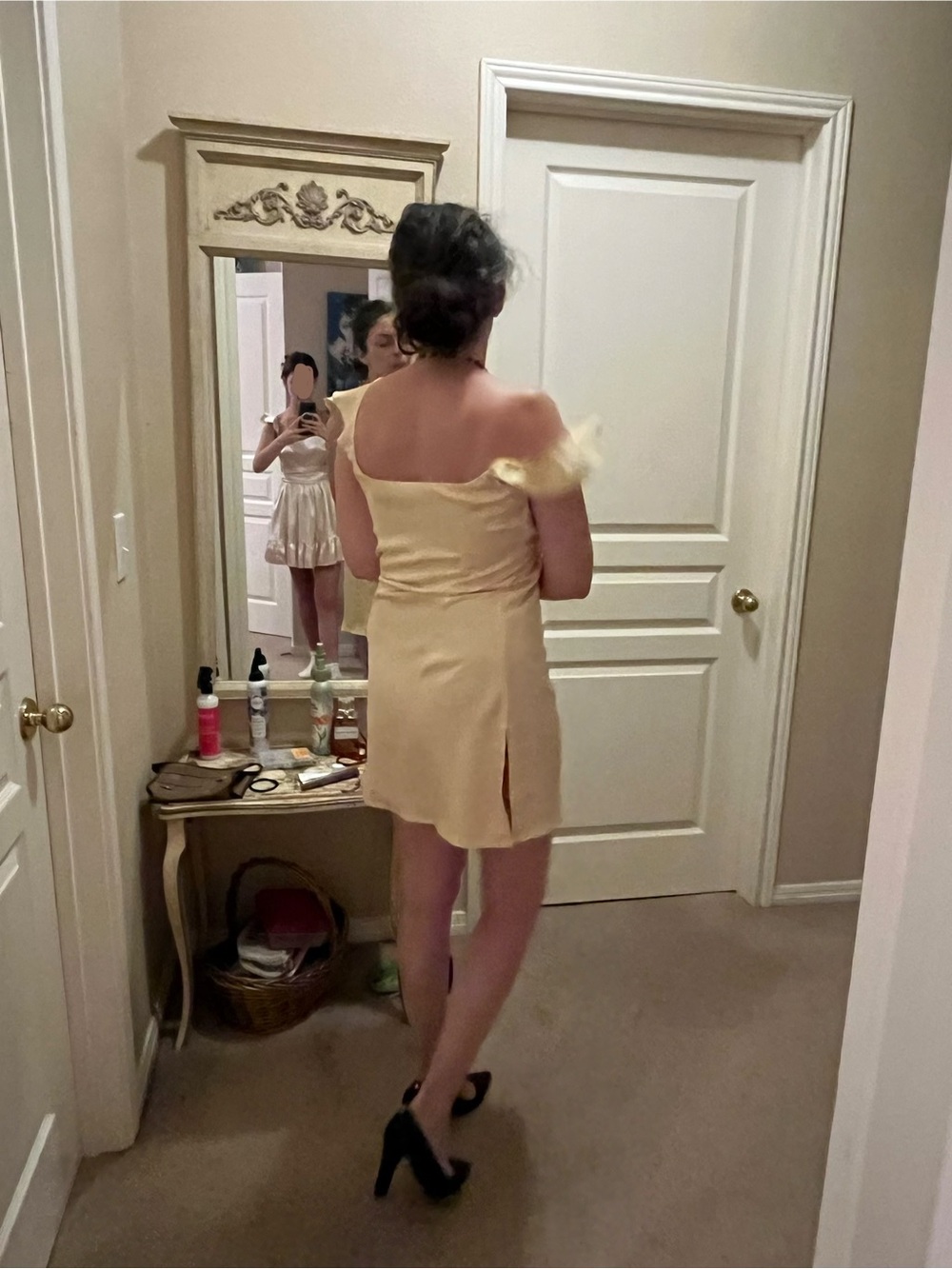 Homecoming' Satin Dress in Light Yellow